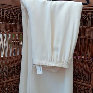 Winter white ELASTIC WAIST LINED PANTS